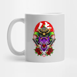 Samurai Wolf - Green Kabuto Mug